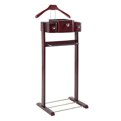 Soporte para traje de hombre con cajón de almacenamiento y barra antideslizante para pantalones, moderno perchero para oficina, dormitorio y entrada