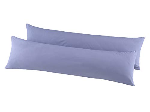 Juego de 2 fundas de almohada de algodón reforzado, 40 x 145 cm, en 13 colores modernos, azul vaquero Cover