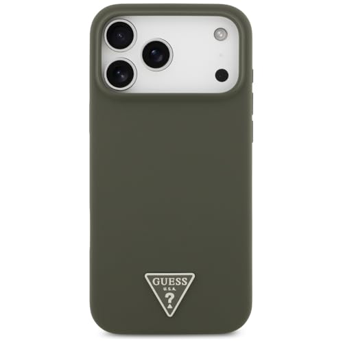 Coque silicone Guess MagSafe iPhone 17 Pro Max kaki logo triangle - 3