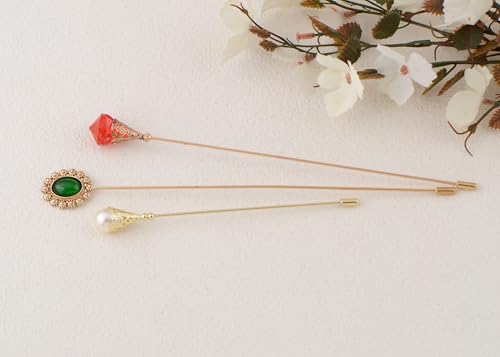 Image of Alilang 3Pcs Vintage Style Hat Lapel Brooch Pins with Flexible Bendable Design for Secure Fit on Hats, Scarves, and Suits