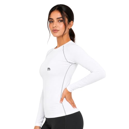 Image of NEVER LOSE Women Compression T-Shirt Top Plain Athletic Fit Multi Sports Cycling, Cricket, Football, Badminton, Gym