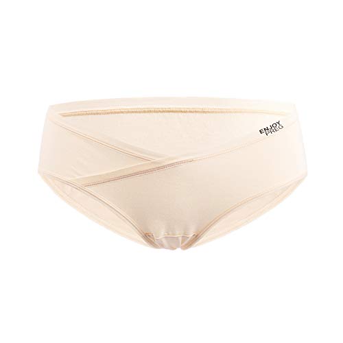 Vuncio Slip Maternité Coton Grande Taille Type V Traverser Élasticité sous-vêtements Culotte Maternité Accouchement Taille Basse Confortable Culotte Grossesse (Beige, M) Cover