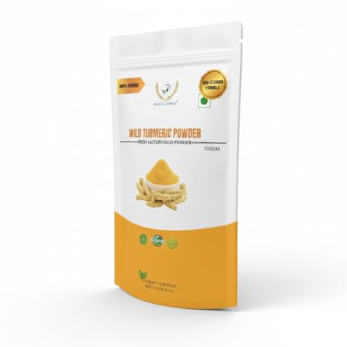 Pure Kasturi Haldi Powder for Face (100g) - Wild Turmeric/Amba Haldi for Glowing Skin, Tan Removal & Acne - Non-Staining Natural Face Pack for Women & Men