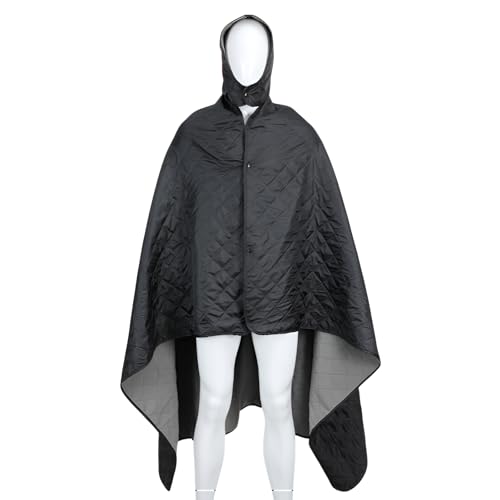 [pronala]キャンプ ブランケット ハイパイル超厚型ブランケット 140x200cm大判 帽子付きポンチョ兼用 撥水防風加工 収納バッグ付き 旅行用 お花見/キャンプ/防災対応 車中泊必須 軽量 丸洗い可