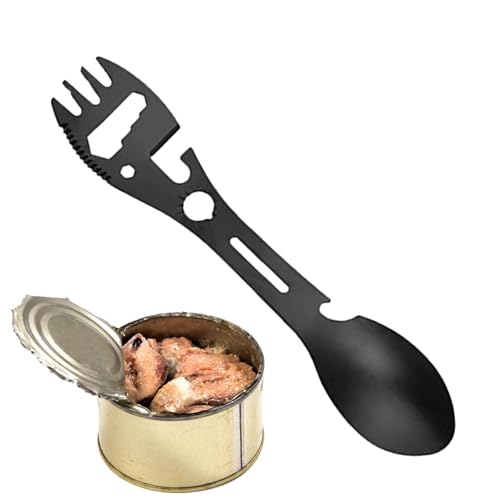 Stainless Steel Cutlery, Camping Cooking Utensils, Cutlery Set, 10 In 1 Multifunctional Stainless Steel Tableware | Fork Spoon Combo For Backpacking Hunting Picnic, Portable Traveling Can Opener