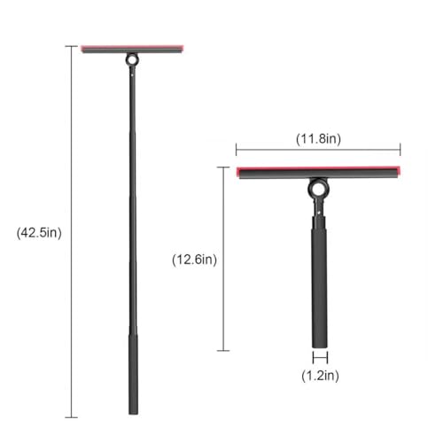 Image of Shower Squeegee for Glass Doors, Window Squeegee for Home,Squeegee with Telescopic Extension Pole,Professional Window Cleaning Tool, Black, for Mirror, Glass, Ceramic Tile