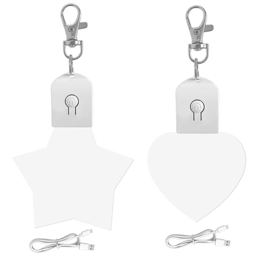Dongcill 2 Stück Handtaschenlicht Herz Stern Herz Taschenlicht für Handtasche LED Handtaschenlicht Handtaschenlampe Touch-Bedienung Handtaschen Leuchtender Taschen Anhänger Geschenke für Frauen