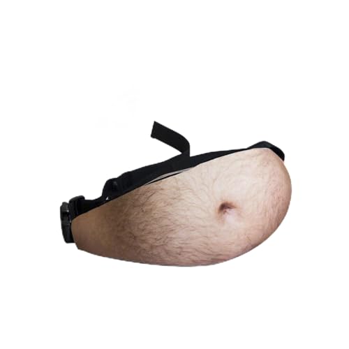 aninako Dadバッグ ウエストバッグ 大容量 ウエストポーチ パパのバッグDad Bod 3Dビール腹太ったお腹 大腹 3Dプリント 盗難防止 面白いポーチレザー 小物入れ肉色 (A)