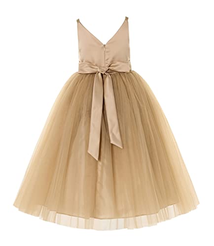 V-Neck Tulle Flower Girl Dresses for Wedding Toddler Junior Bridesmaid 2182