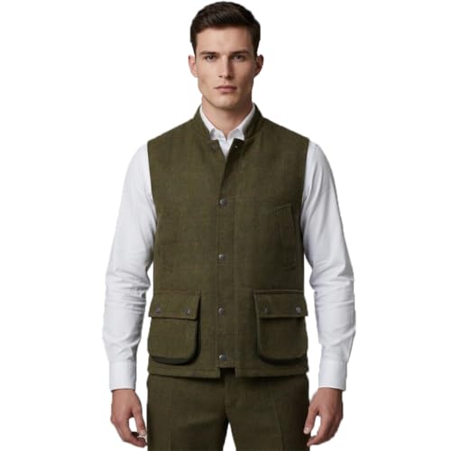 Gilet en mélange de laine et tweed haut de gamme doublure chaude