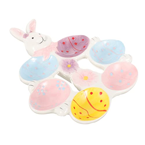 OFFSCH Egg Cup Ceramic Rabbit Shape Boiled Egg Holder Breakfast Egg Cups Egg Stand Kitchen Egg Organizer Random