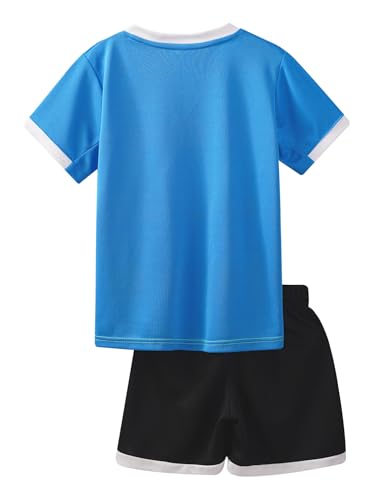 YiZYiF Boys Football Jersey Piece Sport Athletic Outfit Color Block Tshirts With Shorts Running Training Sportwear4