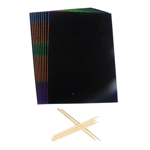 FIXOSHEE 55 Piezas Papel para Rascar Láminas con Herramienta para Dibujo Infantil Seguro Tóxicos para Manualidades y DIY