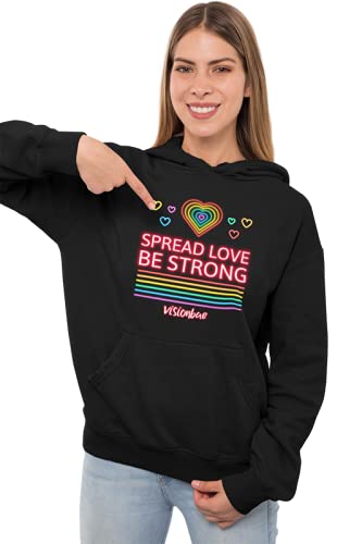 VisionBaeBe Strong Spread Love Printed Hoodie Sweatshirt for Women, Girls, Sweat Shirt in Black and White