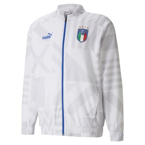 PUMA Mens Italy Away Prematch Jacket Soccer Cleats Full Zip Moisture Wicking - White