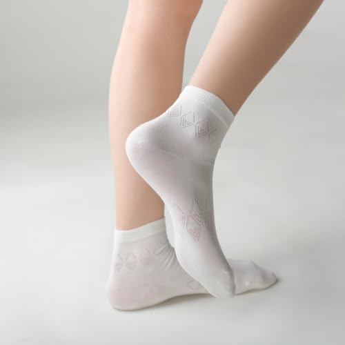 Image of Mcool Mary Womens Crew Socks Ankle Breathy Thin Soft Cotton Casual Crozy Solid Bootie Ankle Socks for Women 6 Pack