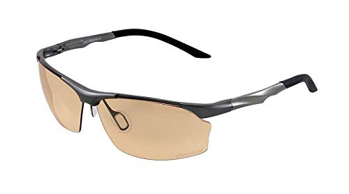 明るい視界のコンフォートサングラス 8513CS グレー 屋内外兼用 偏光機能付き 紫外線 ブルーライトカット 白内障などによるまぶしさ対策に