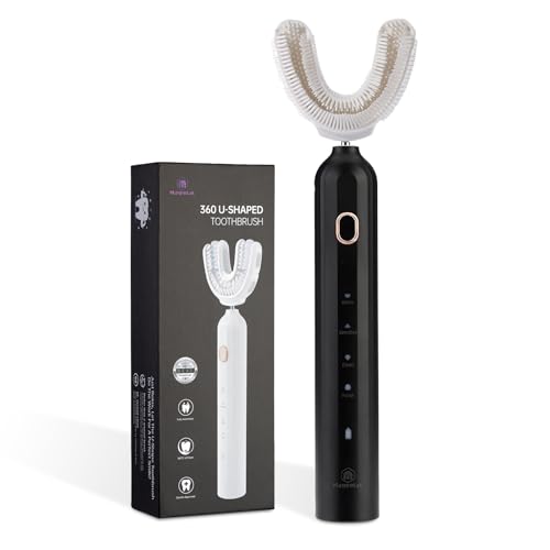 Magentak Cepillo de dientes ultrasónico en forma de U para adultos, cepillo de dientes eléctrico para blanqueamiento de dientes, automático de 360 grados con impermeabilidad IPX7, 4 modos de limpieza