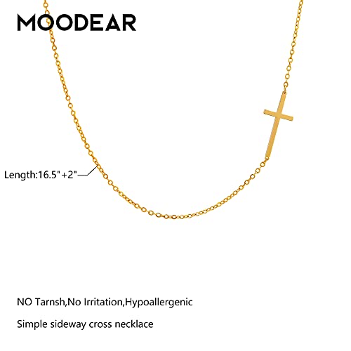 Moodear Cross Necklace for Women - Dainty 14K Gold Plated/Sterling Silver Layered Cross Pendant Simple Cute Necklaces for Women Trendy Jewelry Gifts