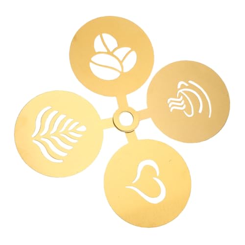 SOLUSTRE 4pcs Stainless Templates: Art Stencils for Cappuccino Latte Hot Chocolate Cookie and Cake Decoration - Stencils for Bakery