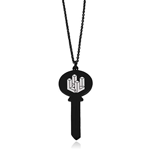 Tioneer Black Stainless Steel Letter L Initial 3D Cube Box Monogram Oval Head Key Charm Pendant Necklace