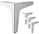 LONGZG Lot de 4 pieds de meubles en métal argenté de 17 cm - Pour armoire, canapé, table basse, meuble TV et autres pieds de meubles.