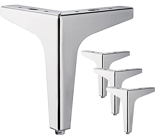 LONGZG Lot de 4 pieds de meubles en métal argenté de 17 cm, pieds de table triangle DIY, convient pour armoire, canapé, table basse, meuble TV et autres pieds de meubles Cover
