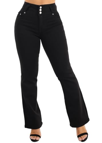 Image of Moda Xpress Women's Butt Lifting High Waisted Bootcut Jeans - Stretchy, Comfortable Flare Jeans in Junior Size Vintage Style