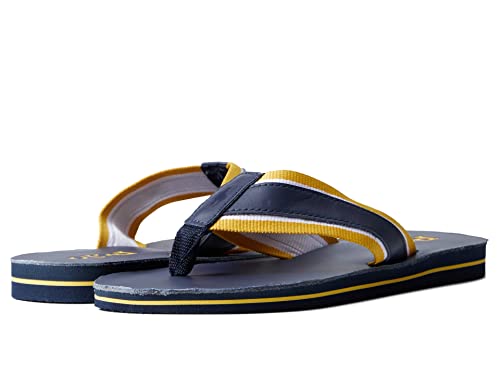 Polo Ralph Lauren Men's Striped-Trim Leather Flip-Flop Slide Sandal