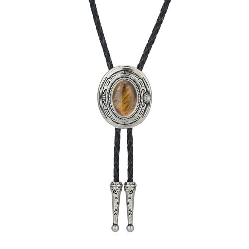 Image of Vintage Western Cowboy Rodeo Black Agate Bolo Tie for Men Women