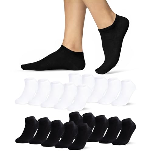 Sneaker Socken Herren 47-50 Schwarz Weiß 10 Paar Kurze Socken Atmungsaktive Baumwolle