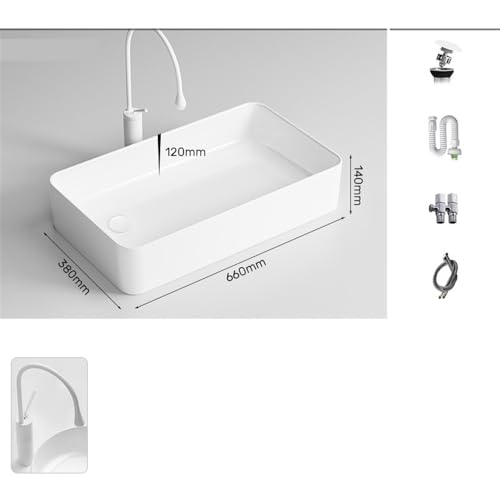 Lavabo de cerámica blanco antimanchas de 66 cm para baño y balcones 3