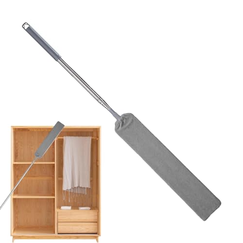 Anulely Plumero limpiador de fibra | Cepillo limpiador de fibra telescópico | Cepillo limpiador de fibra flexible lavable para espacios estrechos para habitación de niños y cocina