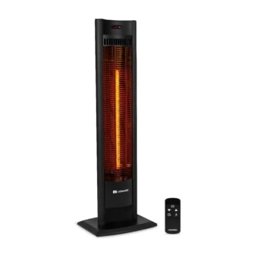 VONROC Chauffage Extérieur Terrasse Sur Pied 2000W Filicudi - Lampe Infrarouge Chauffante 107 cm avec Télécommande - 2 Niveaux de Chaleur - Élément En Carbone - Temps Chauffe 3 Sec