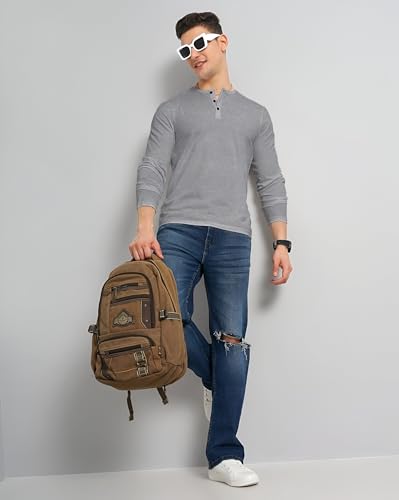 Image of LAZYCHUNKS Luxury Men's Full Sleeve Henley T-Shirt - Soft, Breathable, Stylish (Men's Henley T-Shirt), Great for Party and Casual wear