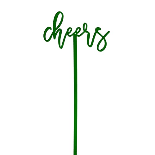 The Cotton & Canvas Co. Cheers Drink Stirrers, Party Cocktail Sticks, Holiday Swizzle Sticks, New Years Party, Wedding, Christmas, Custom Drink Marker, Set of 12, Dark Green