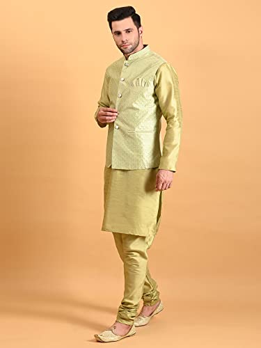 Image of Uri and MacKenzie Men's Silk Blend Kurta Pajama with Designer Ethnic Nehru Jacket /Modi Jacket
