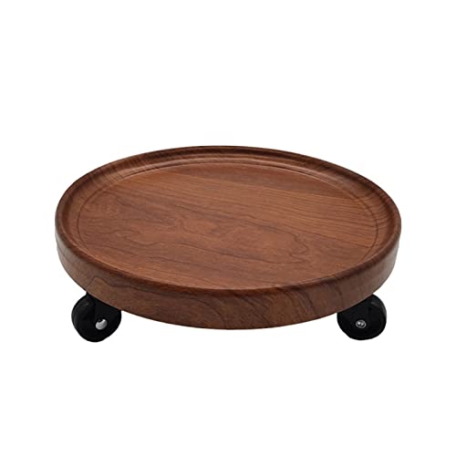 Support de Jardinage Rond Imitation Bois avec Roue Universelle
