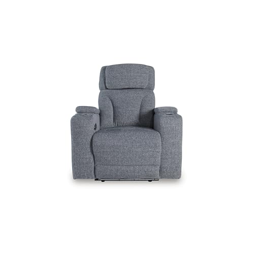 Image of Signature Design by Ashley RiverTest Contemporary Power Recliner with Adjustable Headrest, USB Ports and LED Lighting, Gray