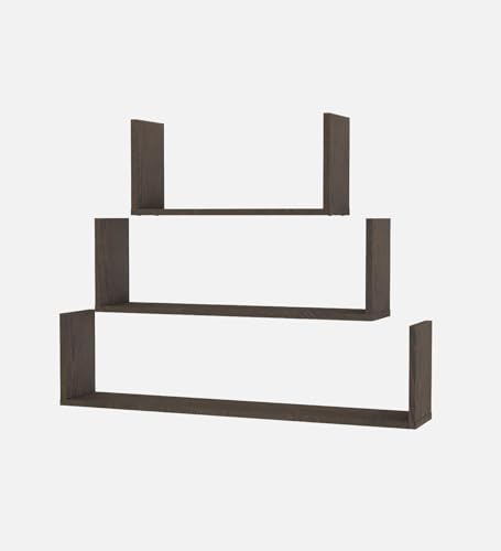 Image of Kite Multipurpose Modular Wall Racks /Shelves /Organiser /Decor Particle Board Wall Shelf (Number of Shelves - 3, Brown)