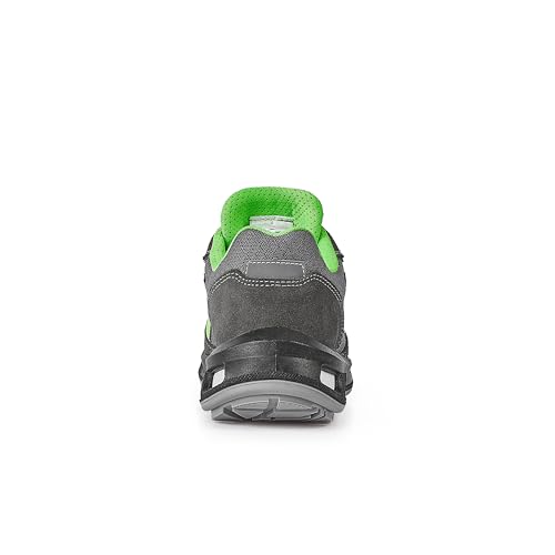 U-Power Red Lion Point, zapatos de seguridad unisex, ligeros, flexibles, de cuero antipinchazos, con inserto Infinergy, con puntera de aluminio - Grey & Green 39 - imagen 4