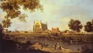 Peinture à l'huile de Canaletto 20 x 24 pouces, reproduction Eton College Chapel