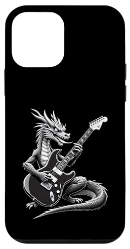 エレキギターを弾くドラゴン ファンタジー 動物 音楽 恋人 スマホケース iPhone 12 mini 用