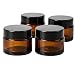4pcs 1oz 30ml Empty Amber Glass Straight Sided Jar Cosmetic Containers Jars Plastic Black Lid
