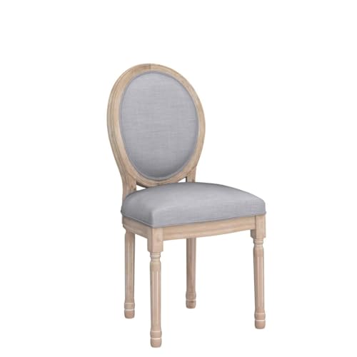Image of French Dining Chair Set of 4, Upholstered Farmhouse Dining Chairs with Solid Wood Frame and Tufted Fabric,Rubber Wood Mid Century Modern Dining Chairs for Dining Room,Living Room, Kitchen,Restaurant