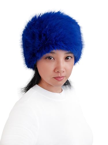 Lina & Lily Women's Winter Headband Head Ear Warmer Long Pile Faux Fur (Royal Blue) - Image 4