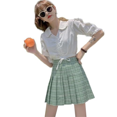 Women's High Waist Large Size Black Plaid Short Skirt - Summer