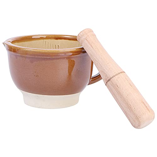 DOITOOL Cerâmica Conjunto Tigela Argamassa Com Pilão De Madeira Erva Tempero Moedor de Carne Espreme