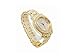 Charles Raymond Bling-ed Out Silver Round Luxury Mens Watch w/Bling-ed Out Cuban Bracelet - L0504B - Cuban (Gold)