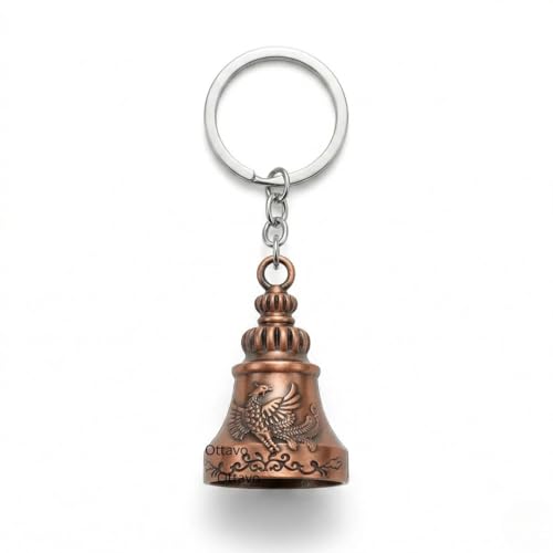Image of OTTAVO Guardian Bell Keychain, Oxidized Copper, Tibetan Style, 5 cm Height, Good Luck Charm